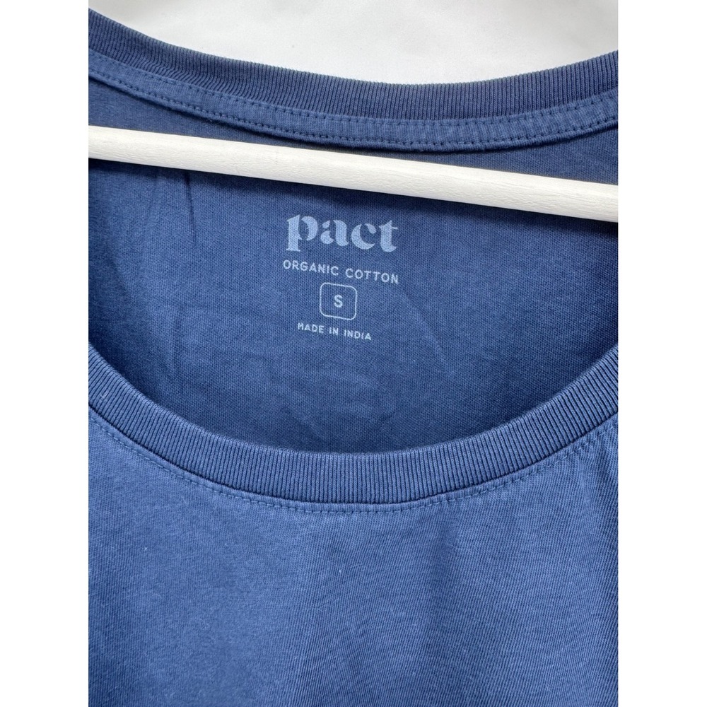 Pact Organic Cotton Scoop Neck Short Sleeve T-Shirt Navy Blue‎ Womens Small - Picture 2 of 3